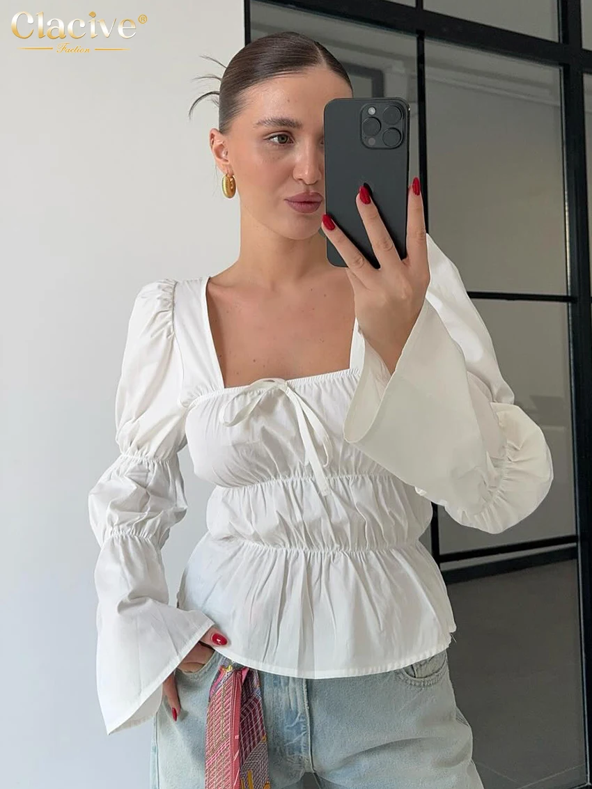 Clacive Fashion Loose White Cotton Women's Shirt 2025 Sexy Square Collar Long Sleeve Shirt Elegant Lace-Up Top Female Clothing
Clacive Fashion Loose White Cotton Women's Shirt 2025 Sexy Square Collar Long Sleeve Shirt Elegant Lace-Up Top Female Clothing