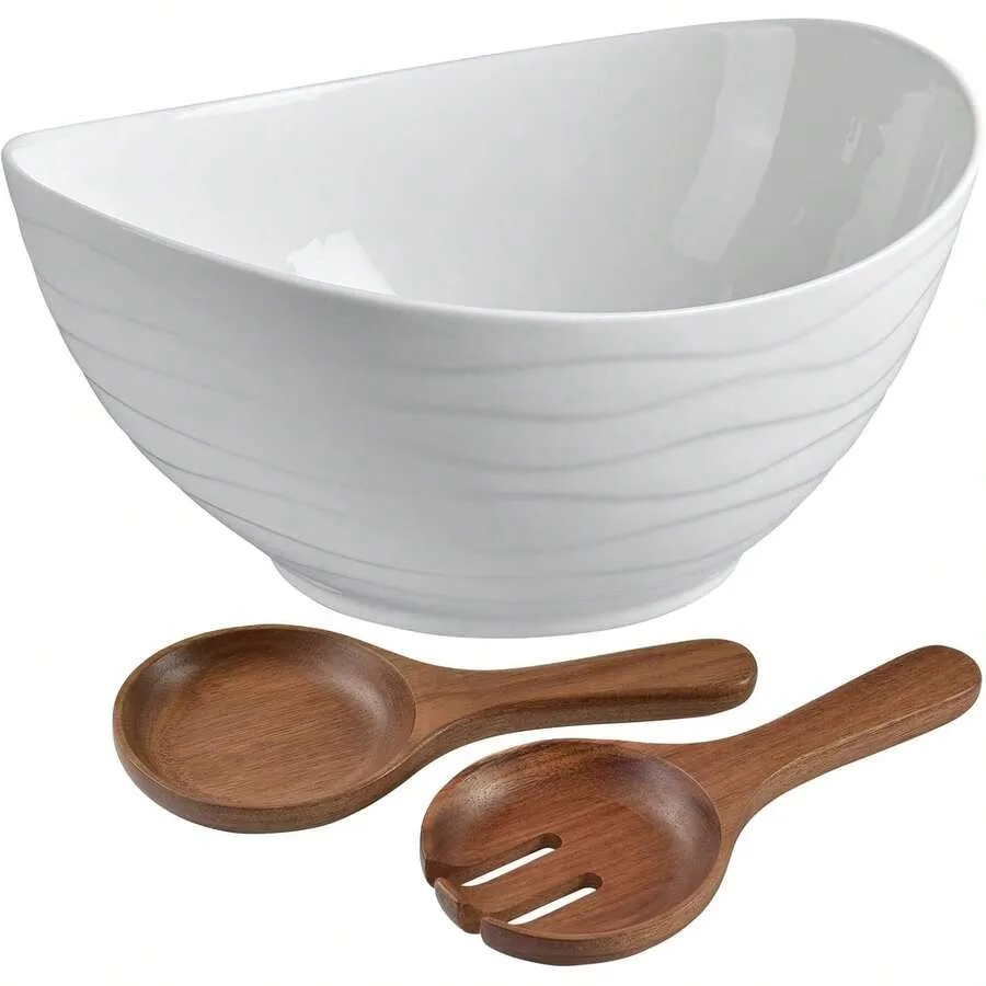 Extra Lar Elegant Ceric Oval Salad Bowl Set With Premium Acacia Wood Salad Serving Utensils - Lar Acity, Stylish And Practical,
Extra Lar Elegant Ceric Oval Salad Bowl Set With Premium Acacia Wood Salad Serving Utensils - Lar Acity, Stylish And Practical,