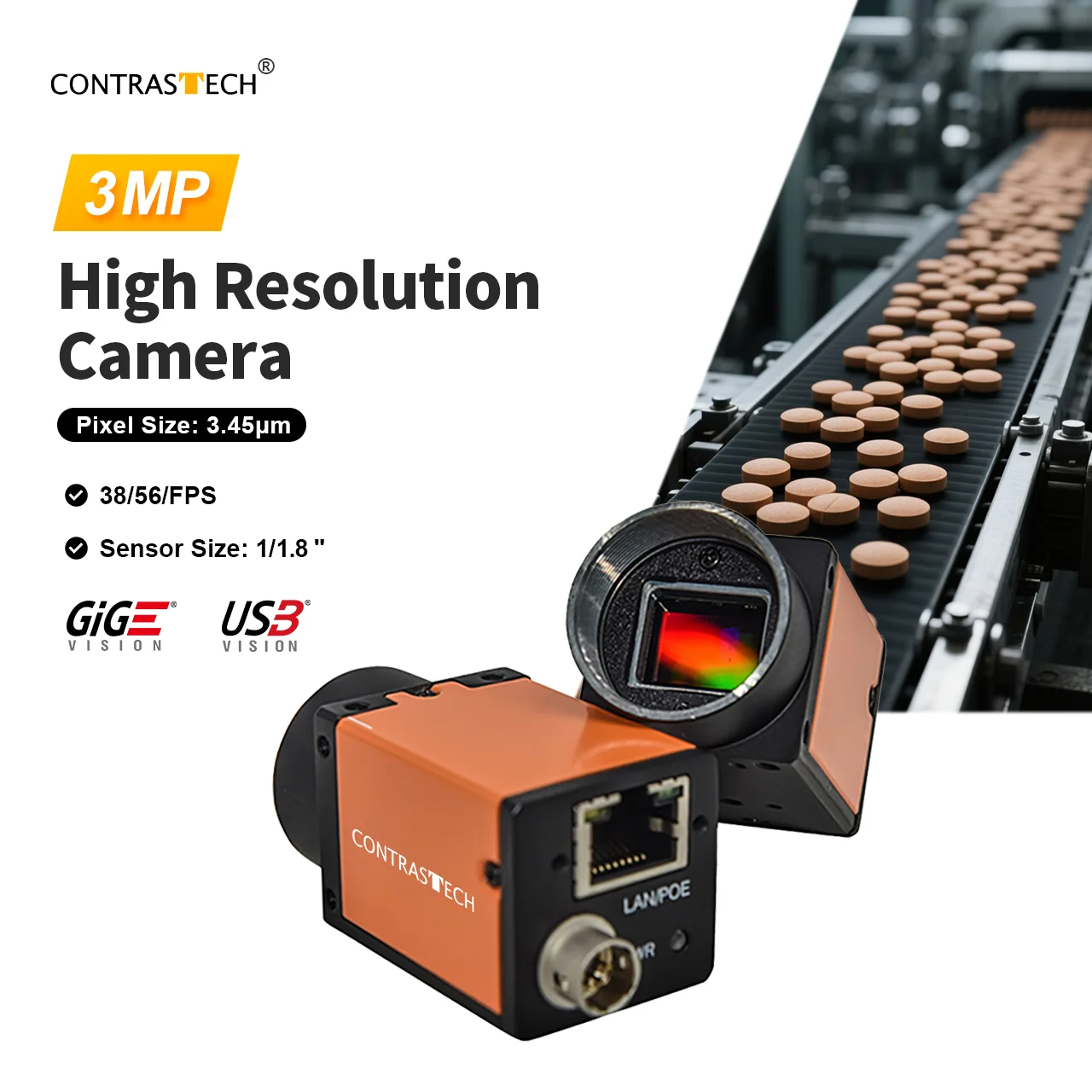 3MP 36fps Global Shutter High Speed Camera for Industrial Inspection Application
3MP 36fps Global Shutter High Speed Camera for Industrial Inspection Application
