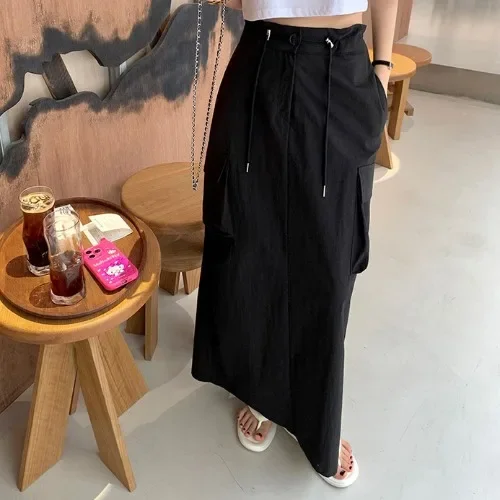 Chic Summer Workwear High Waist Dstring Waist Slimming Large Skirt Women's Faionable Versatile Design
Chic Summer Workwear High Waist Dstring Waist Slimming Large Skirt Women's Faionable Versatile Design