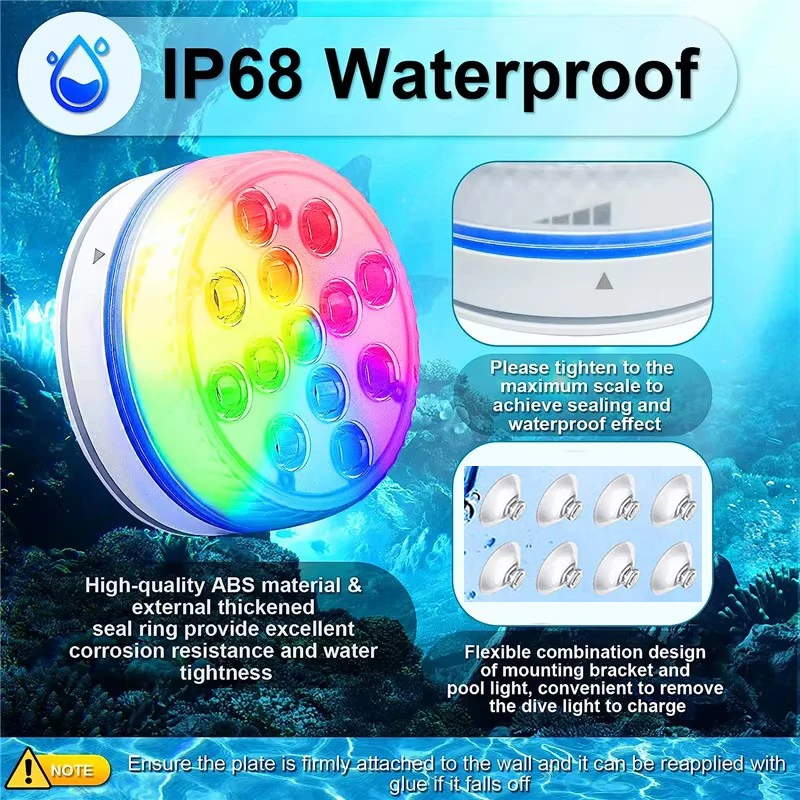 Newest Submersible 13LED Underwater Light with Remote Control Underwater Pool Light IP68 Bright Lamp RGB for Pond/Pool/Aquarium
Newest Submersible 13LED Underwater Light with Remote Control Underwater Pool Light IP68 Bright Lamp RGB for Pond/Pool/Aquarium
