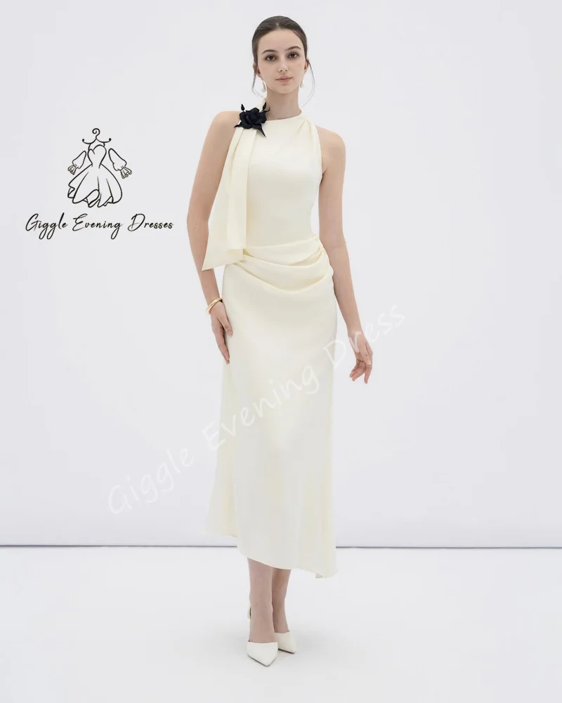 Giggle Elegant O-neck Flower Crepe Sleeveless Tea-length Evening Dress Draped Charming 2025 Formal Dresses
Giggle Elegant O-neck Flower Crepe Sleeveless Tea-length Evening Dress Draped Charming 2025 Formal Dresses