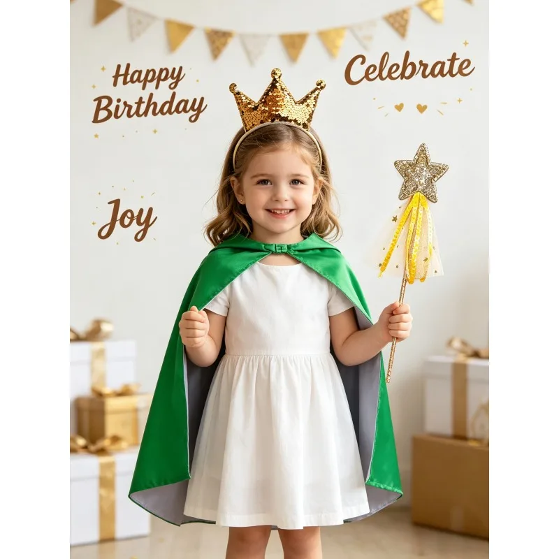 3Pcs Cape Set with Sequin Crown Headband and Star Wand for Birthday Party Halloween Carnival Cosplay Fancy Dress Up Costume
3Pcs Cape Set with Sequin Crown Headband and Star Wand for Birthday Party Halloween Carnival Cosplay Fancy Dress Up Costume