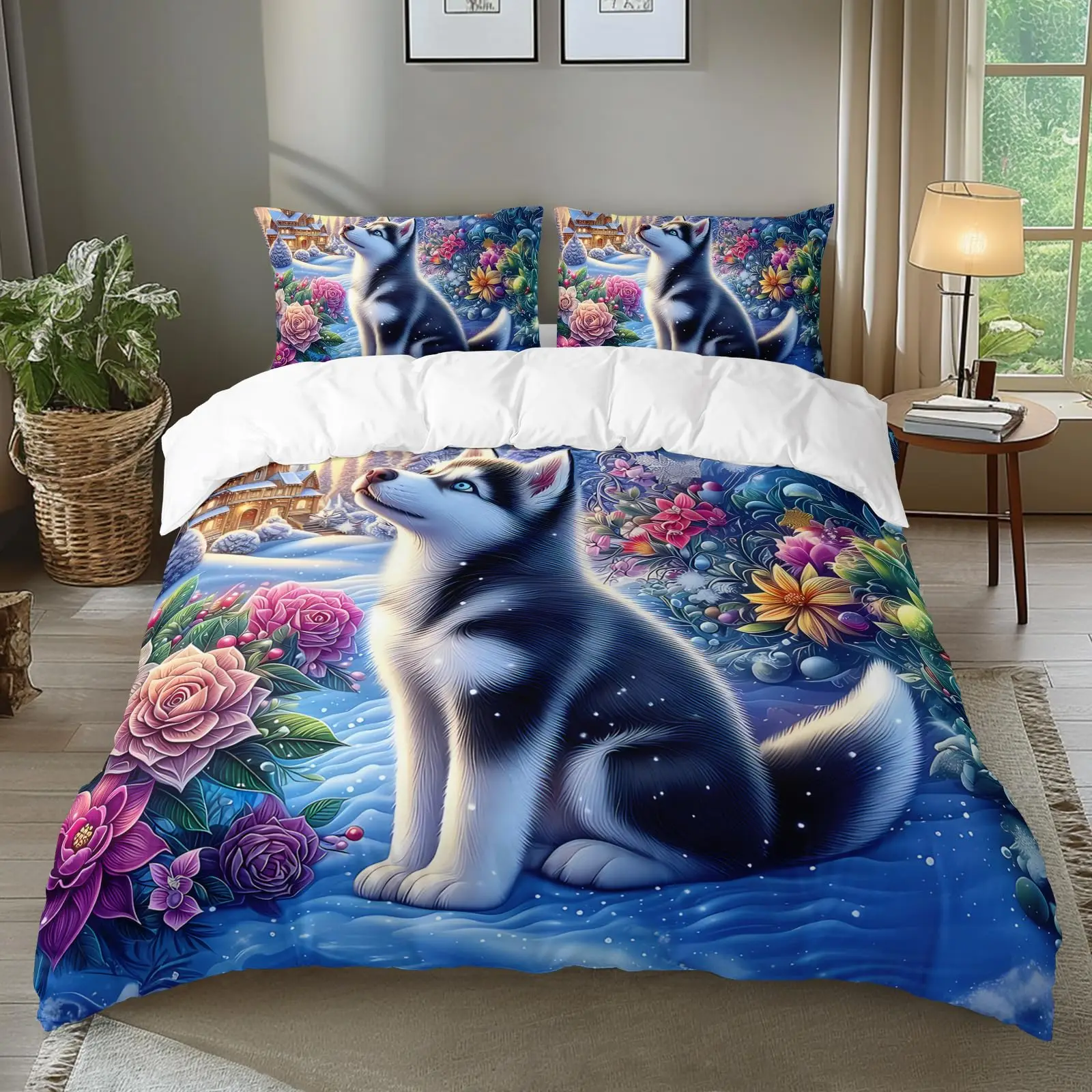 Cute Husky Duvet Cover Set Puppy Dog Husky Bedding Set Lovely Dog Quilt Cover Single Queen King for Kids Teen Dog Lover Gift
Cute Husky Duvet Cover Set Puppy Dog Husky Bedding Set Lovely Dog Quilt Cover Single Queen King for Kids Teen Dog Lover Gift