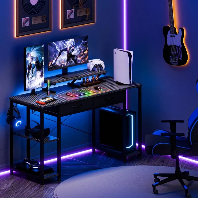 Computer Desk with Drawers, 47 inch Gaming Desk with Storage and Shelves, Home Office Desks with Power Strp
Computer Desk with Drawers, 47 inch Gaming Desk with Storage and Shelves, Home Office Desks with Power Strp