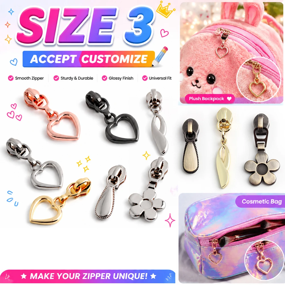 300PCS Cute Sweet Decorative Zipper Puller 3# Nylon Zipper Head For Garment Backpack Luggage Bags Wallet Hardware Accessories
300PCS Cute Sweet Decorative Zipper Puller 3# Nylon Zipper Head For Garment Backpack Luggage Bags Wallet Hardware Accessories