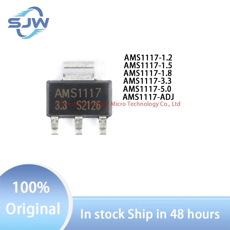 AMS1117-1.2 AMS1117-1.5 AMS1117-1.8 AMS1117-3.3 AMS1117-5.0 AMS1117-ADJ encapsulation SOT-223 Linear voltage regulator chip
AMS1117-1.2 AMS1117-1.5 AMS1117-1.8 AMS1117-3.3 AMS1117-5.0 AMS1117-ADJ encapsulation SOT-223 Linear voltage regulator chip