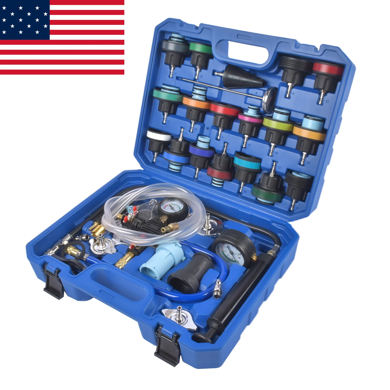 AP03 31pc Radiator Cooling System Pressure Tester Kit W/ 23 Radiator Adapters NEW
AP03 31pc Radiator Cooling System Pressure Tester Kit W/ 23 Radiator Adapters NEW