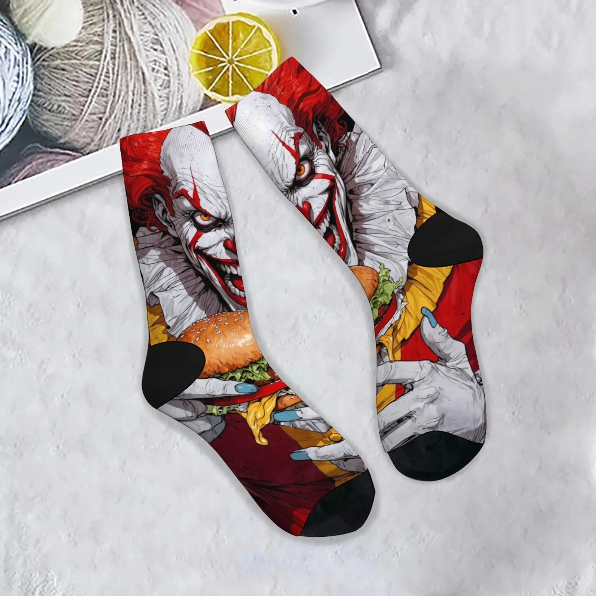 Funny Hamburger Clown Men's Socks Novelty Funny Happy Socks Harajuku Hip-Hop Style Cartoon Print Socks Crazy Party Holiday Gift
Funny Hamburger Clown Men's Socks Novelty Funny Happy Socks Harajuku Hip-Hop Style Cartoon Print Socks Crazy Party Holiday Gift