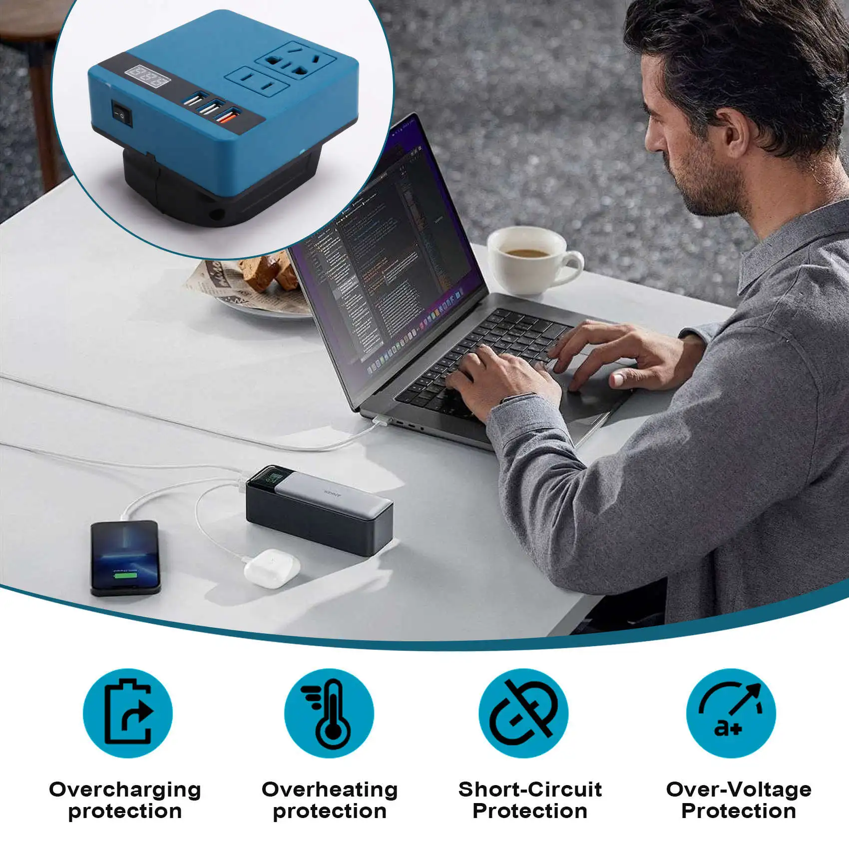 A95U Инвертор питания Инверторный адаптер постоянного тока Инвертор питания для работы на открытом воздухе для Makita 
A95U Инвертор питания Инверторный адаптер постоянного тока Инвертор питания для работы на открытом воздухе для Makita