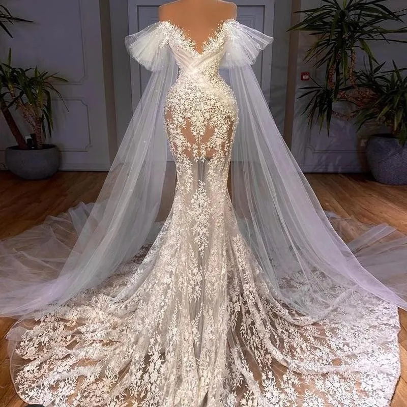 White Lace Mermaid Wedding Dress Sexy Naked Neck Pearl Bridal Wedding Plus Size Prom Dress Customization
White Lace Mermaid Wedding Dress Sexy Naked Neck Pearl Bridal Wedding Plus Size Prom Dress Customization