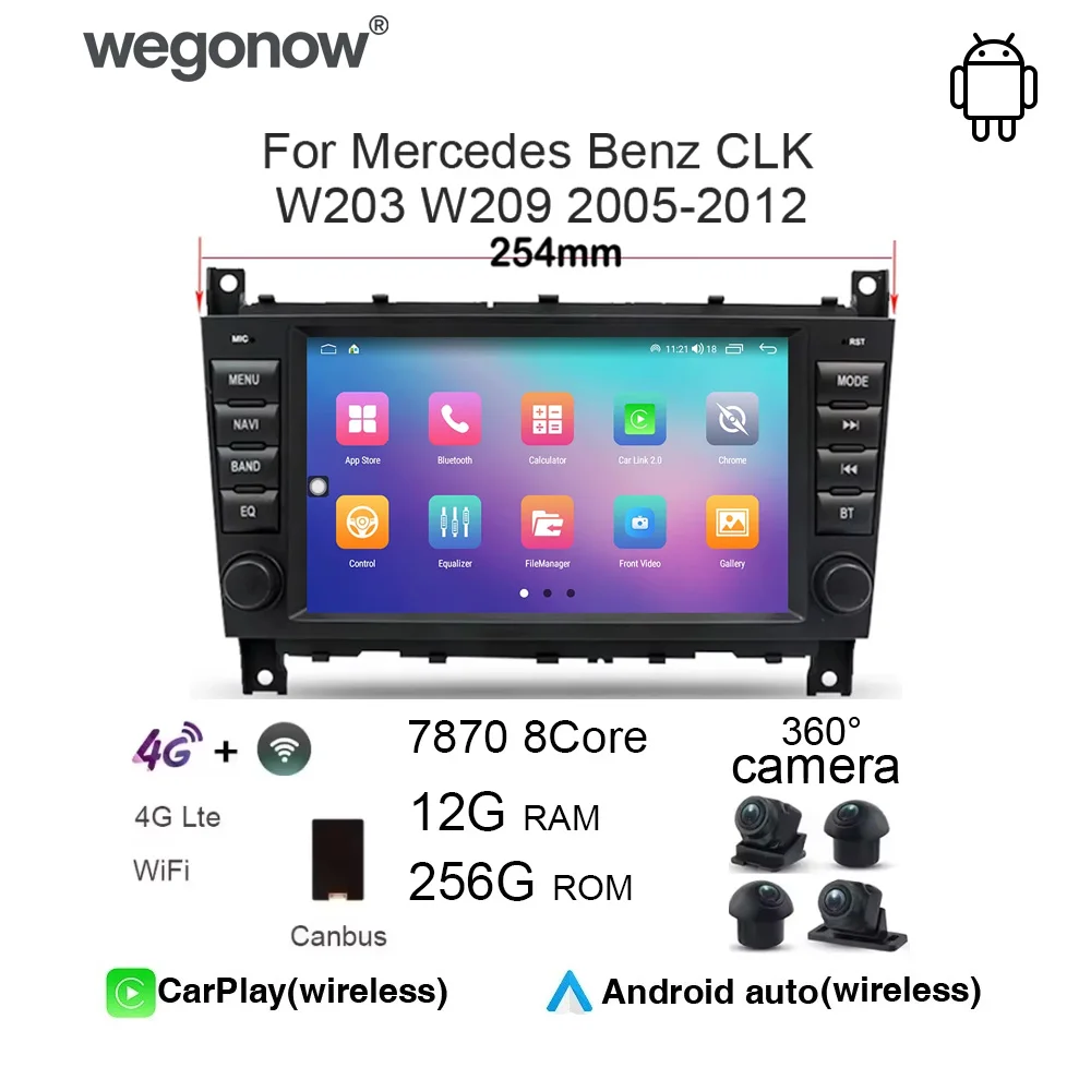 Carplay Auto Android 14.0 254mm IPS Car DVD Player GPS map WIFI BT RDS Radio For Benz CLK W203 W209 2005-2012 Multimedia Player
Carplay Auto Android 14.0 254mm IPS Car DVD Player GPS map WIFI BT RDS Radio For Benz CLK W203 W209 2005-2012 Multimedia Player