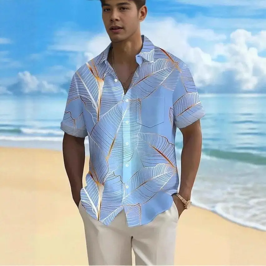 Casual Breathable Summer Shirt Leaf Pattern Short Sleeve Turn-down Collar Versatile Style Polyester Material Cleanfit Design
Casual Breathable Summer Shirt Leaf Pattern Short Sleeve Turn-down Collar Versatile Style Polyester Material Cleanfit Design