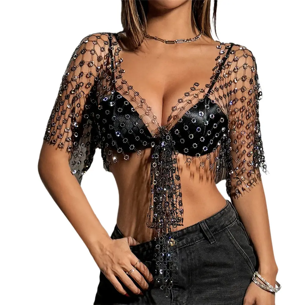Shiny Rhinestone Hollow Mesh Tanks & Camis See Through Top Y2k Clothes for Women Deep V Neck Women's Cropped Party Tank Top
Shiny Rhinestone Hollow Mesh Tanks & Camis See Through Top Y2k Clothes for Women Deep V Neck Women's Cropped Party Tank Top