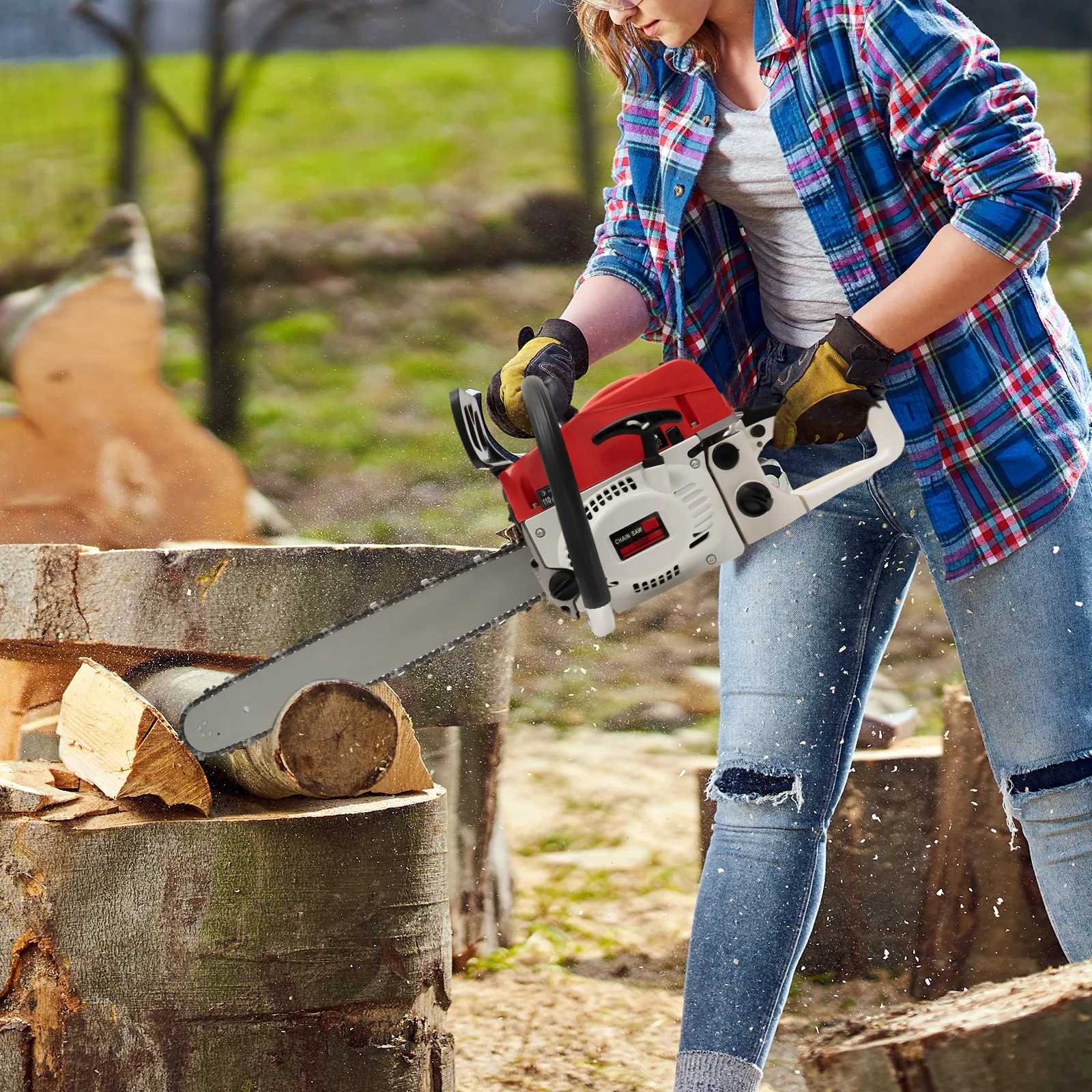 20 Inches 52cc Gasoline Chain Saw 2KW Gas-Powered Cordless Chainsaw for Cutting Wood Garden Tools Non-Slip Shock-Absorbing
20 Inches 52cc Gasoline Chain Saw 2KW Gas-Powered Cordless Chainsaw for Cutting Wood Garden Tools Non-Slip Shock-Absorbing