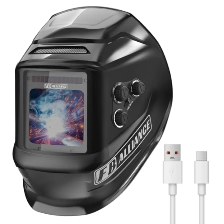 3.94"×3.82" Large Viewing Welding Helmet, True Color Auto Darkening Welding Helmet, Solar/Rechargeable Battery Power Welding Ho
3.94"×3.82" Large Viewing Welding Helmet, True Color Auto Darkening Welding Helmet, Solar/Rechargeable Battery Power Welding Ho