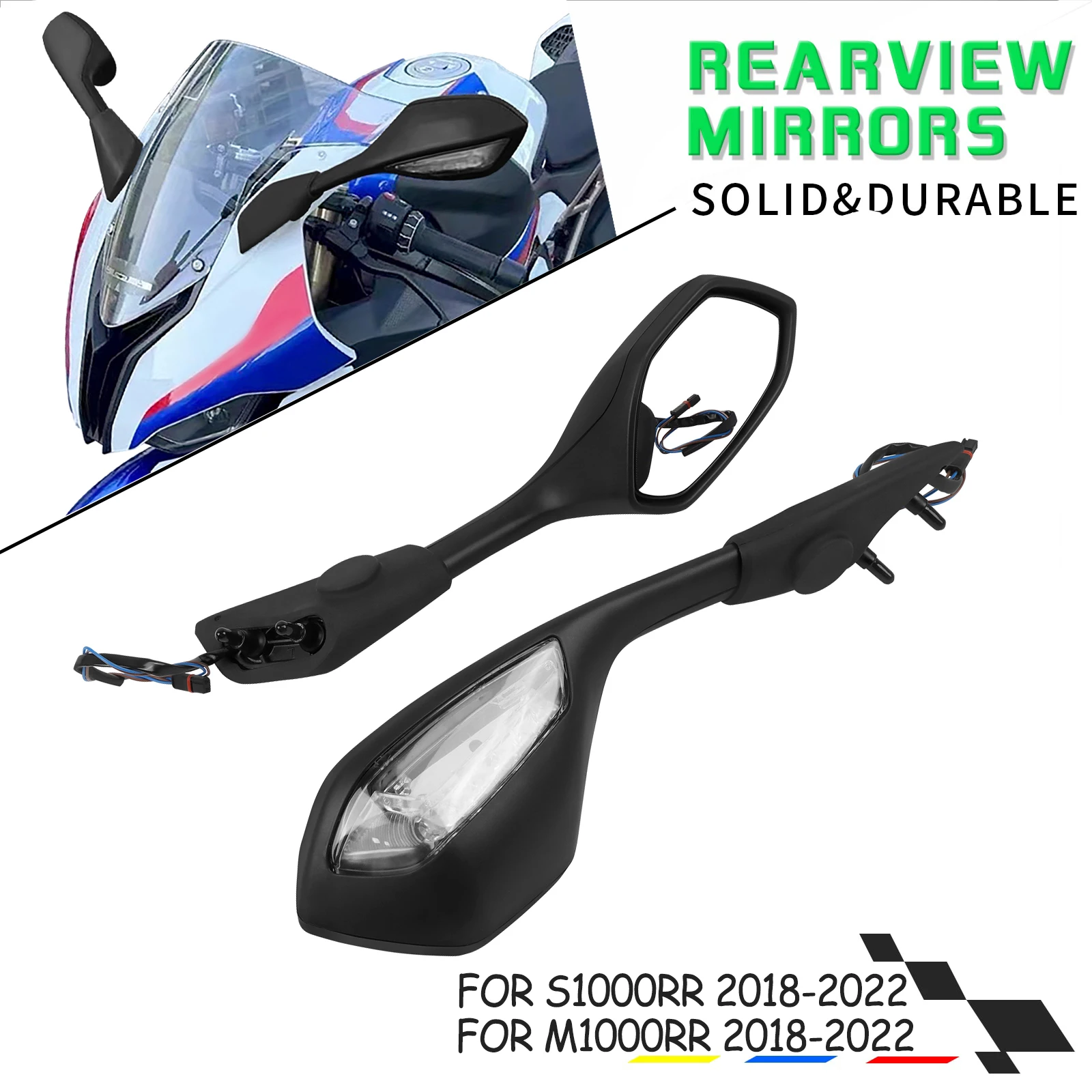 For BMW S1000RR S 1000 RR 2018-2022 M1000RR 2021-2022 Motorcycle Rear View Mirror Rearview Mirrors With LED Turn Signals Light
For BMW S1000RR S 1000 RR 2018-2022 M1000RR 2021-2022 Motorcycle Rear View Mirror Rearview Mirrors With LED Turn Signals Light