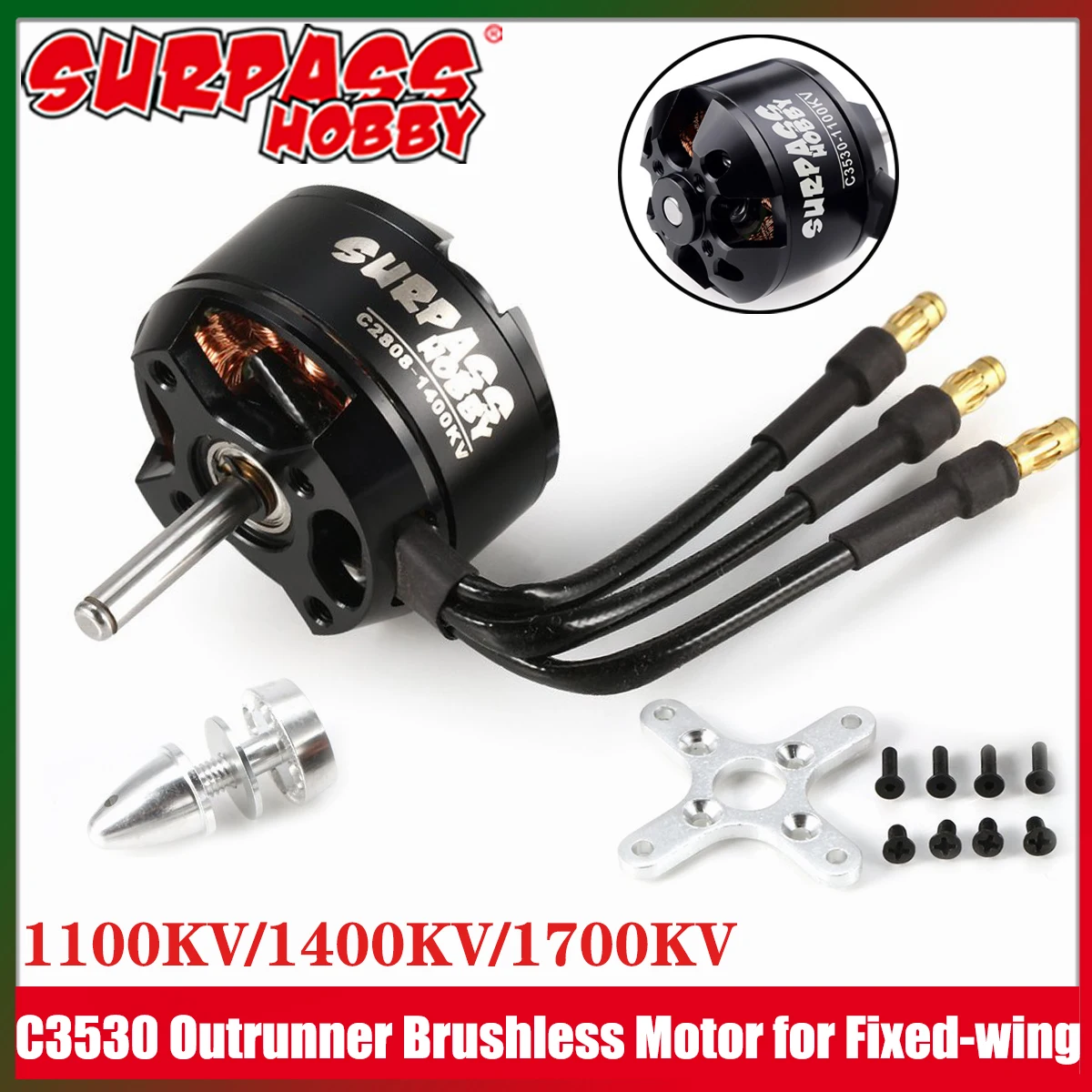 SURPASS HOBBY C3530 1100KV 1400KV 1700KV Outrunner Brushless Motor for RC Fixed Wing FPV Drone Airplane Quadcopter Glider Model
SURPASS HOBBY C3530 1100KV 1400KV 1700KV Outrunner Brushless Motor for RC Fixed Wing FPV Drone Airplane Quadcopter Glider Model