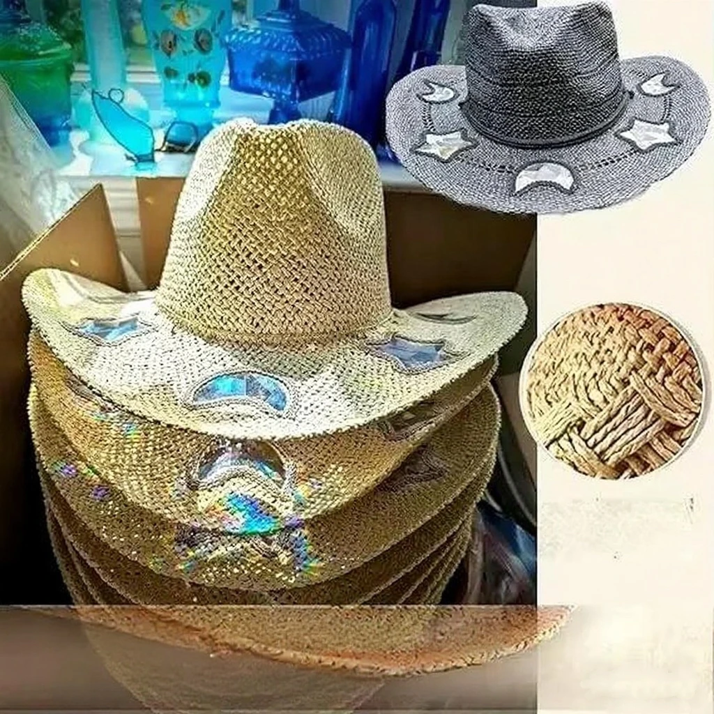 Suncatcher Cowgirl Straw Prism Hat) Beach Bohemian Western Cowboy Jazz Cap Women Hollow Moon Star Beach Hats Vintage Jazz Cap
Suncatcher Cowgirl Straw Prism Hat) Beach Bohemian Western Cowboy Jazz Cap Women Hollow Moon Star Beach Hats Vintage Jazz Cap