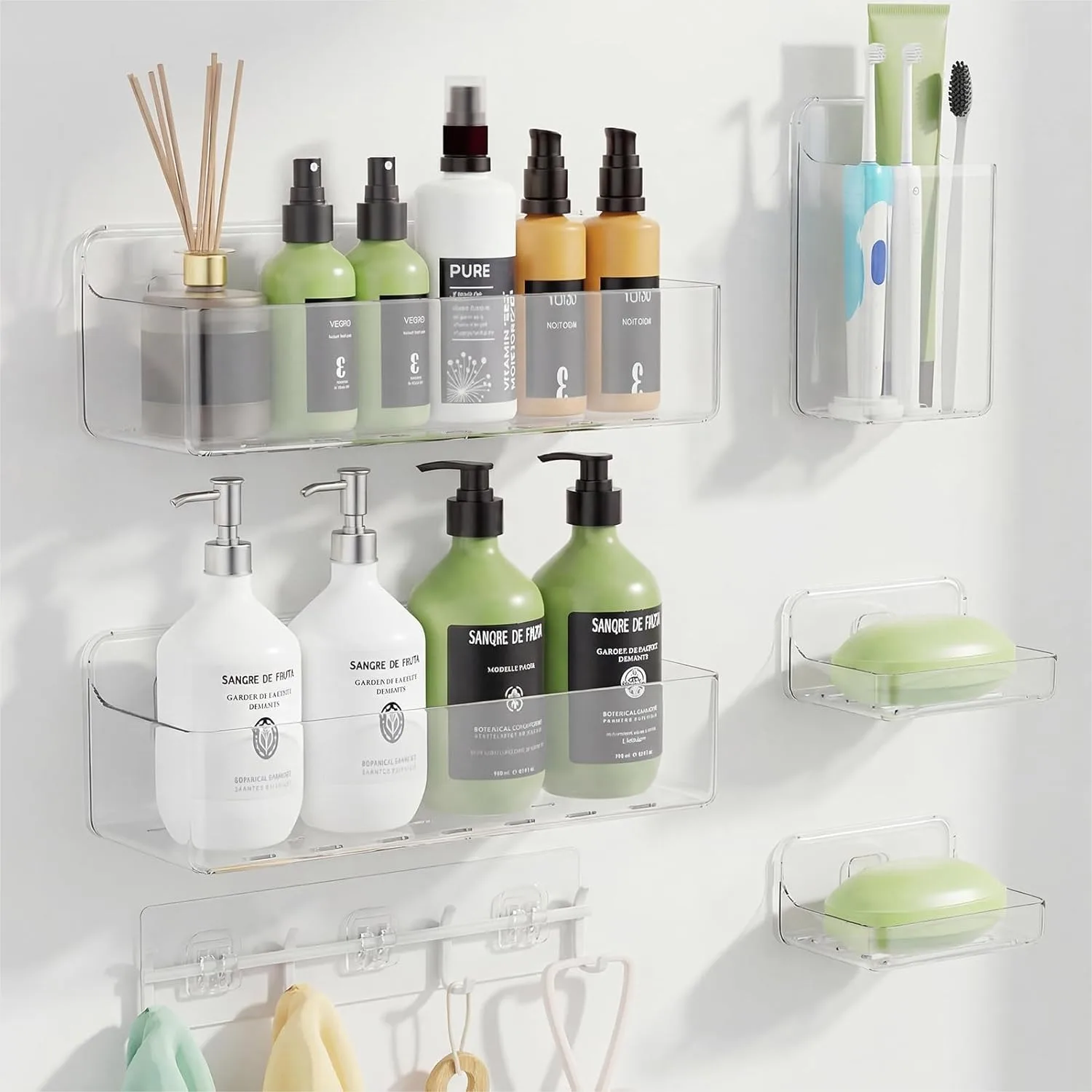 Adhesive Shower Caddy 6 Pack Rustproof Shelves for Inside Shower No Drilling Bathroom Organizer with Hooks Clear
Adhesive Shower Caddy 6 Pack Rustproof Shelves for Inside Shower No Drilling Bathroom Organizer with Hooks Clear