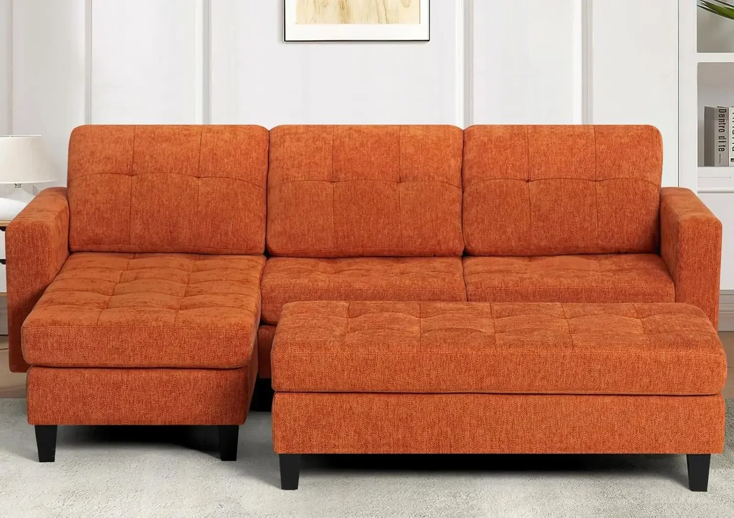 Chenille Convertible Sectional Sofa w/Movable Ottoman Bench,L Shaped Couch w/Reversible Chaise Lounge,Upholstered Sofa w/Cushion
Chenille Convertible Sectional Sofa w/Movable Ottoman Bench,L Shaped Couch w/Reversible Chaise Lounge,Upholstered Sofa w/Cushion