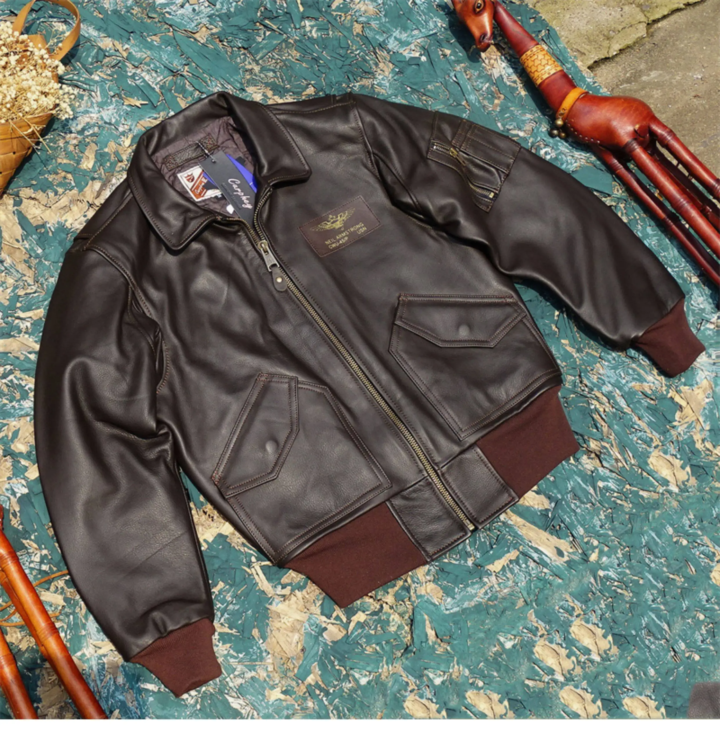 Thin Padded 45P Pilot Flight Jacket, Loose European Fit Crash Grain Unfinished Cowhide Lapel Oversized Mens Genuine Leather Coat
Thin Padded 45P Pilot Flight Jacket, Loose European Fit Crash Grain Unfinished Cowhide Lapel Oversized Mens Genuine Leather Coat