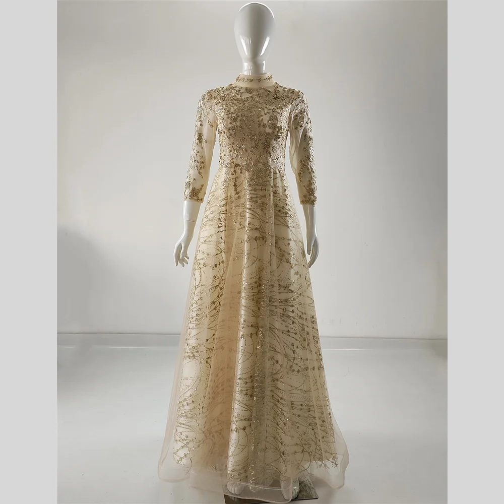 It's Yiiya Evening Dress Golden Bling High Neck A-Line Half Sleeves Floor Length Lace Up Plus size Woman Formal Party Gown XC032
It's Yiiya Evening Dress Golden Bling High Neck A-Line Half Sleeves Floor Length Lace Up Plus size Woman Formal Party Gown XC032