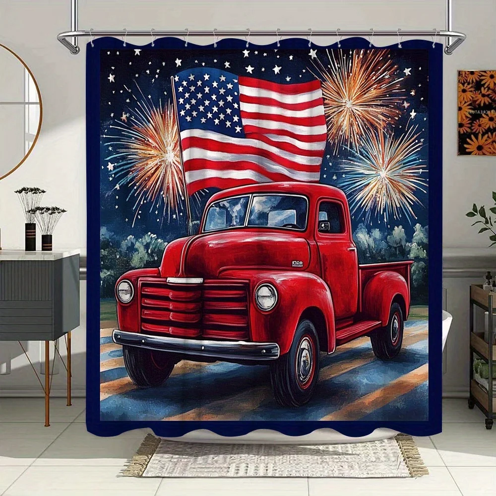 Занавеска для душа Patriotic Truck — яркий пикап, красный хром, американский флаг, классическая Американа, водостойкий полиэстер
Занавеска для душа Patriotic Truck — яркий пикап, красный хром, американский флаг, классическая Американа, водостойкий полиэстер