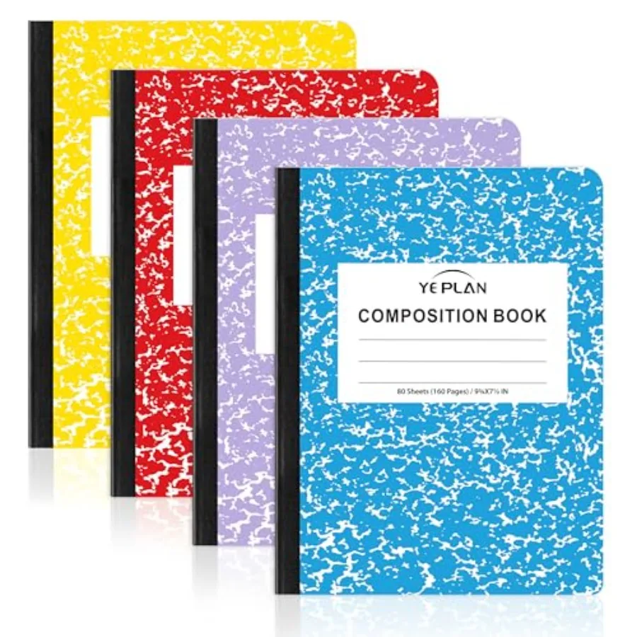 Composition Notebooks 4 pack, Wide Ruled Notebook Paper, 9 3/4" x 7 1/2", 80 Sheets/160 Pages, Aesthetic Marble Composition Not
Composition Notebooks 4 pack, Wide Ruled Notebook Paper, 9 3/4" x 7 1/2", 80 Sheets/160 Pages, Aesthetic Marble Composition Not