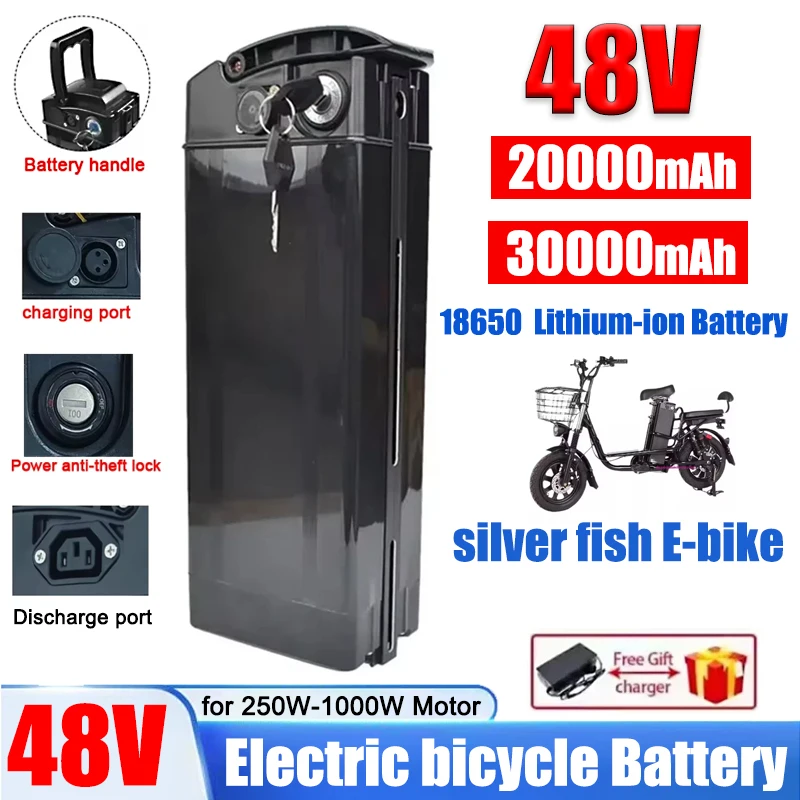 Оригинальный аккумулятор для электрического велосипеда Silver Fish 48 В, 20 Ач/30 Ач, 250 Вт, 750 Вт, 1000 Вт, мощный встроенный литий-ионный аккумулятор BMS 18650
Оригинальный аккумулятор для электрического велосипеда Silver Fish 48 В, 20 Ач/30 Ач, 250 Вт, 750 Вт, 1000 Вт, мощный встроенный литий-ионный аккумулятор BMS 18650