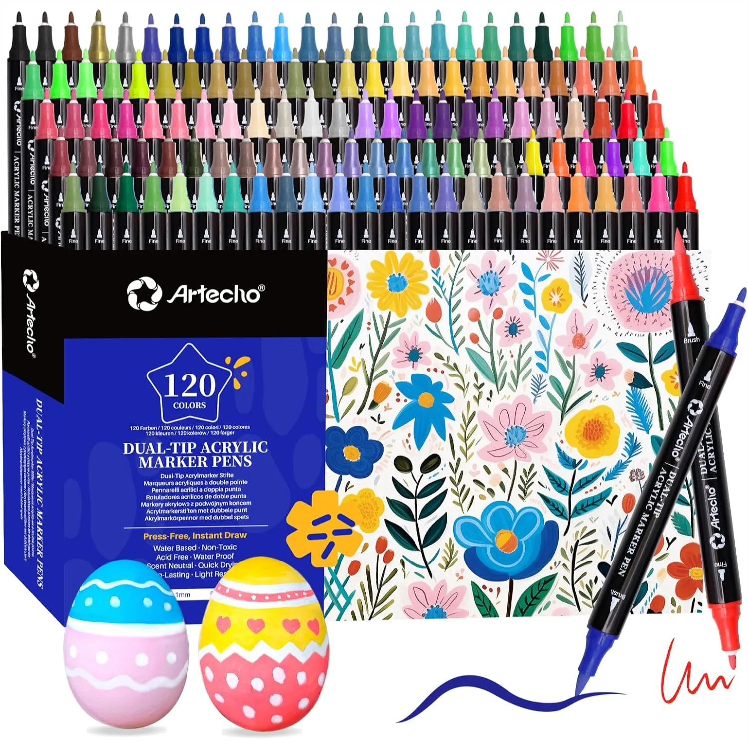 Acrylic Paint Markers 120 Colors Dual Tip Brush and Fine Tip for Rock Painting Canvas Wood Ceramic Fabric Glass DIY Crafts
Acrylic Paint Markers 120 Colors Dual Tip Brush and Fine Tip for Rock Painting Canvas Wood Ceramic Fabric Glass DIY Crafts