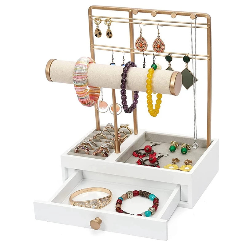 Jewelry Organizer With Wooden Large Drawer Storage Box,Tabletop Jewelry Holder,Jewelry Stand Display For Earrings Ring
Jewelry Organizer With Wooden Large Drawer Storage Box,Tabletop Jewelry Holder,Jewelry Stand Display For Earrings Ring
