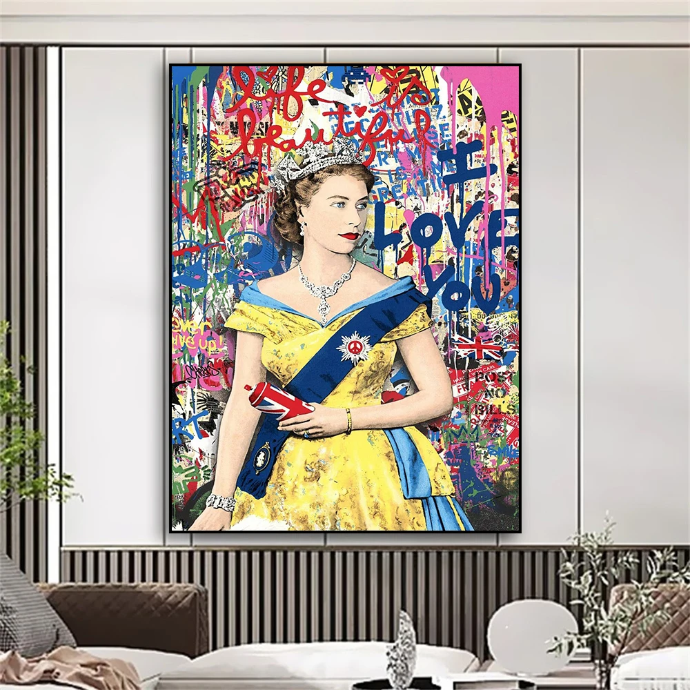Graffiti Art Poster Colorful Pop Street Queen Elizabeth Prints Banksy Street Art Canvas Painting Motivational Art Home Decor
Graffiti Art Poster Colorful Pop Street Queen Elizabeth Prints Banksy Street Art Canvas Painting Motivational Art Home Decor