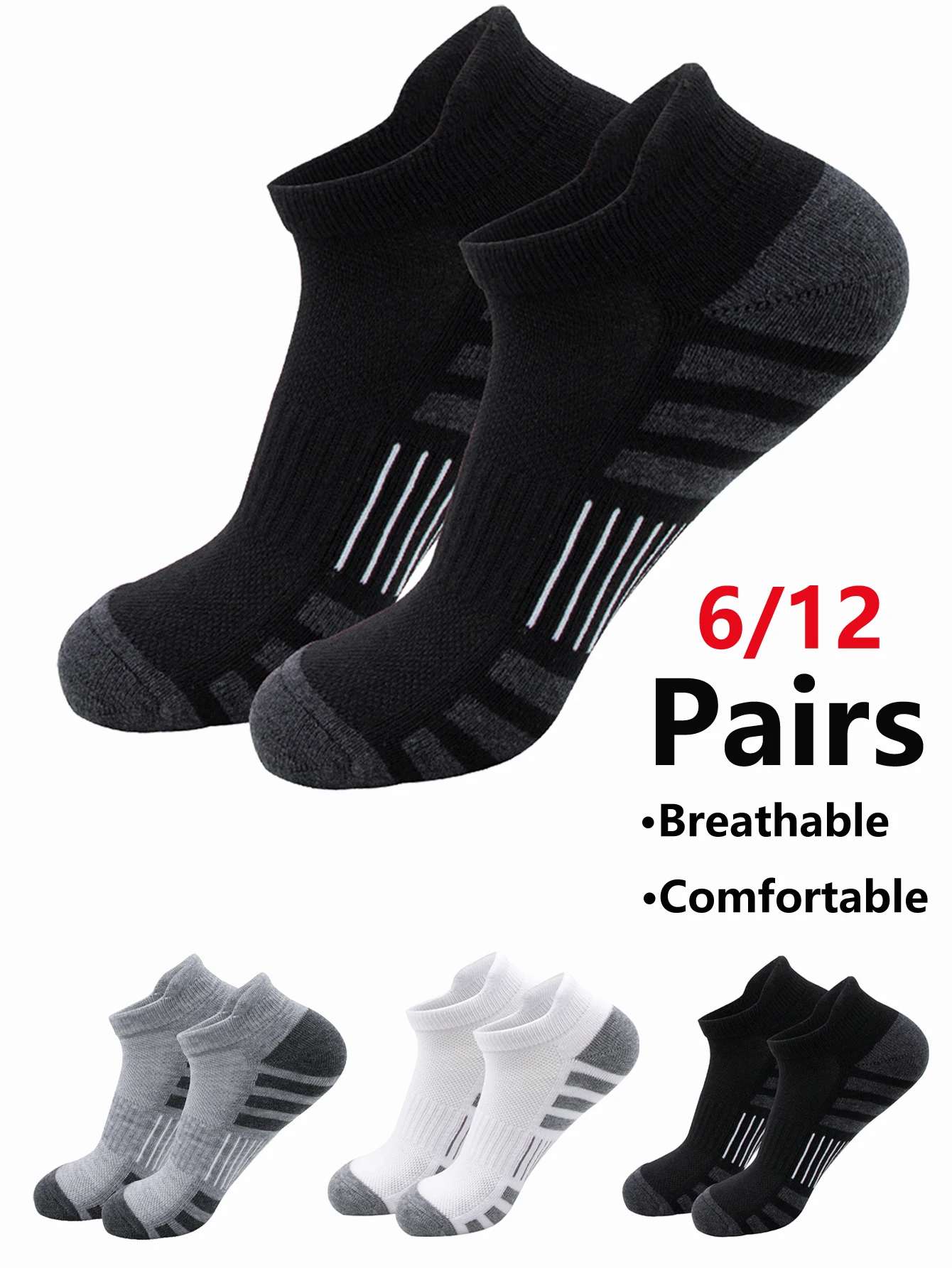 6/12 Pairs Cushioned Breathable Ankle Athletic Running Socks Low Cut Sports Tab for Men And Women
6/12 Pairs Cushioned Breathable Ankle Athletic Running Socks Low Cut Sports Tab for Men And Women