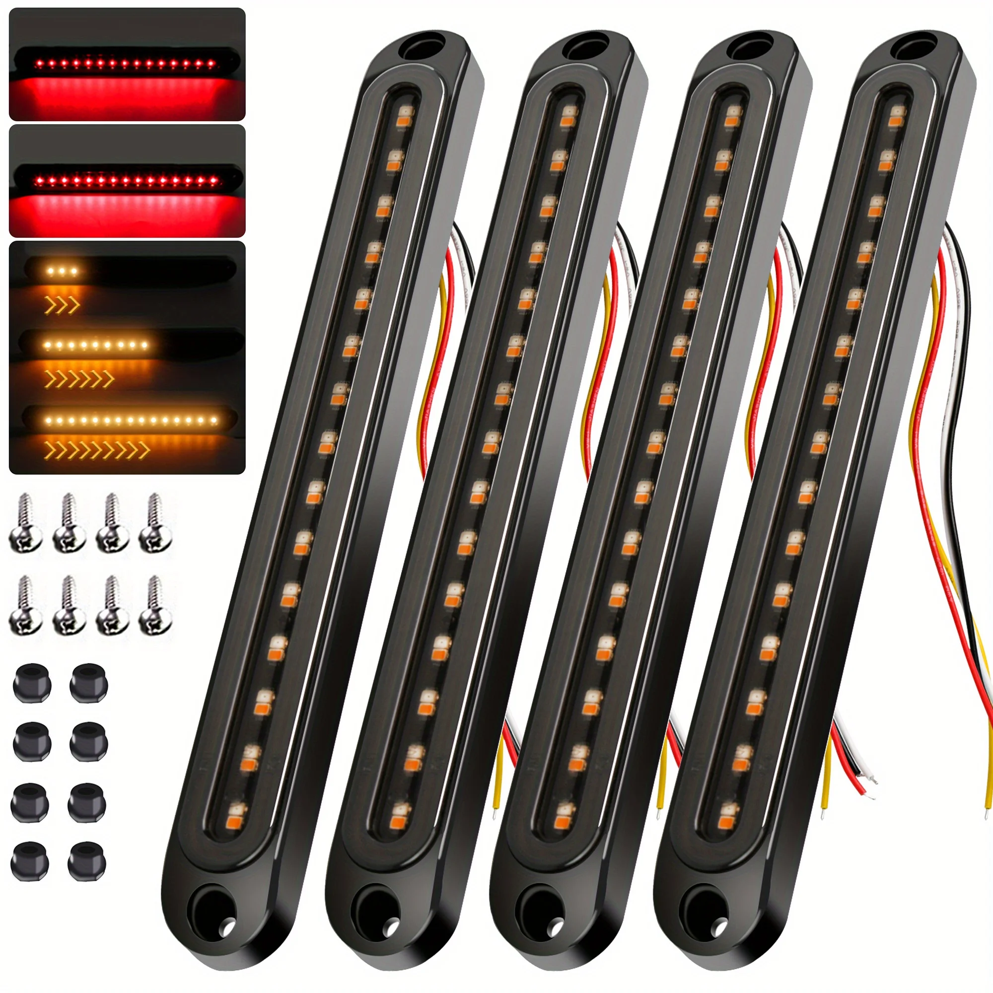 4pcs Smoked Lens LED Trailer Tail Light Bar Brake Stop Turn Signal Lights for Trucks and RV
4pcs Smoked Lens LED Trailer Tail Light Bar Brake Stop Turn Signal Lights for Trucks and RV