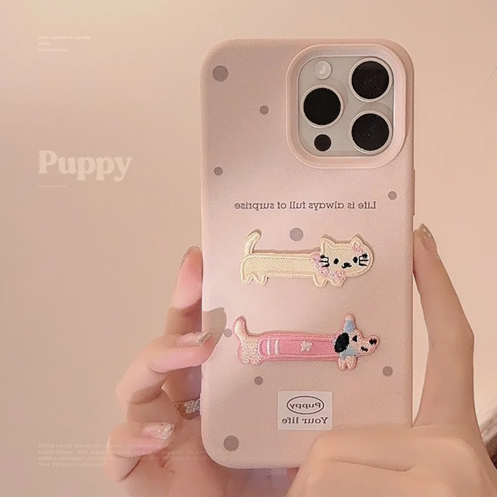 Pink Cute 3D Embroidery Cartoon Cat Puppy Phone Case For iPhone 16PRO/15 PROMAX Girl's Silicone Mobile Phone Case For iPhone12
Pink Cute 3D Embroidery Cartoon Cat Puppy Phone Case For iPhone 16PRO/15 PROMAX Girl's Silicone Mobile Phone Case For iPhone12
