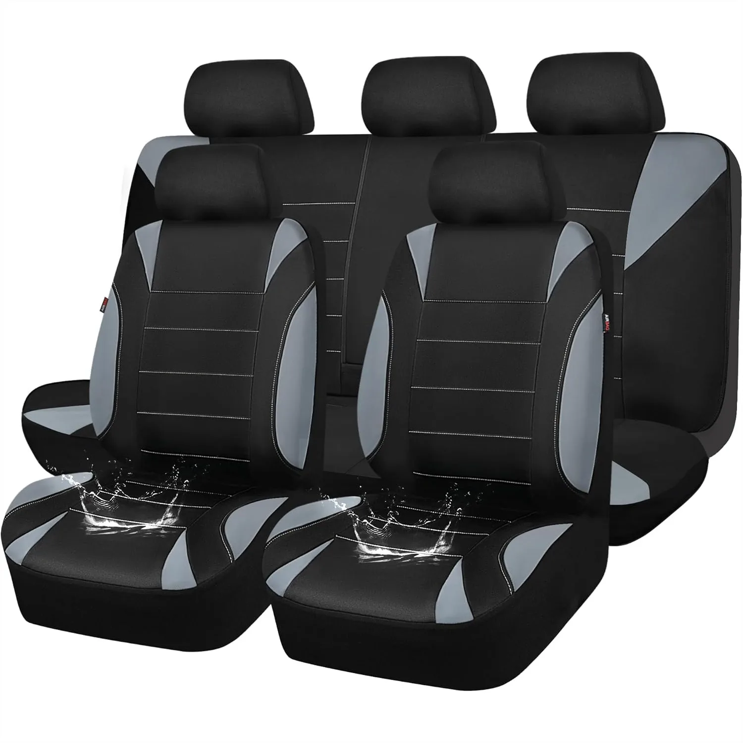 Waterproof Car Seat Covers Full Sets, Universal Fit Neoprene Seat Protectors for Auto SUV Vans Trucks, Black and Gray
Waterproof Car Seat Covers Full Sets, Universal Fit Neoprene Seat Protectors for Auto SUV Vans Trucks, Black and Gray