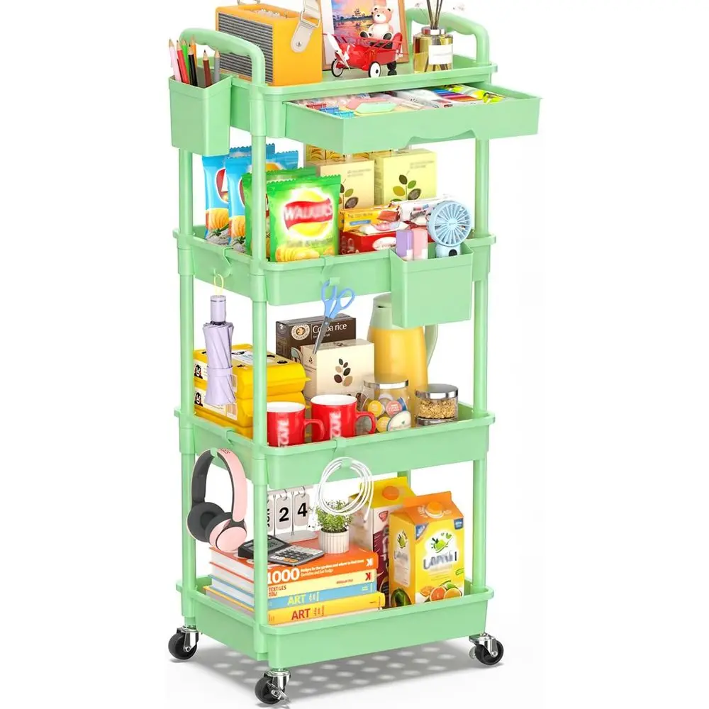 4-Tier Lockable Rolling Cart for Storage, Versatile Organizer for Home, Office, and More in Green
4-Tier Lockable Rolling Cart for Storage, Versatile Organizer for Home, Office, and More in Green