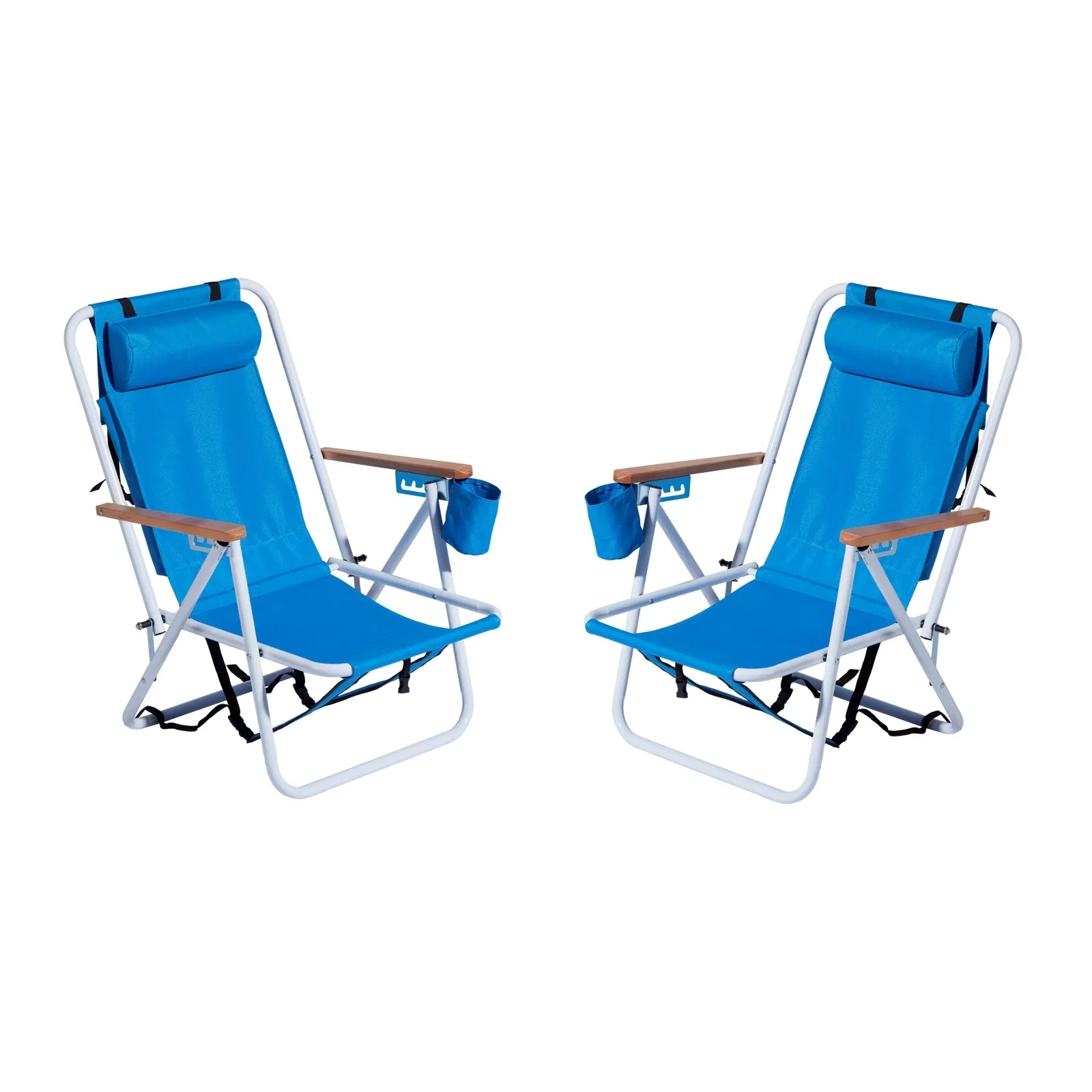 Folding Beach Chair Set of 2 for Adults, 4 Position Portable Backpack Camping Chair with Headrest Cup Holder and Wooden Armrests 
Folding Beach Chair Set of 2 for Adults, 4 Position Portable Backpack Camping Chair with Headrest Cup Holder and Wooden Armrests