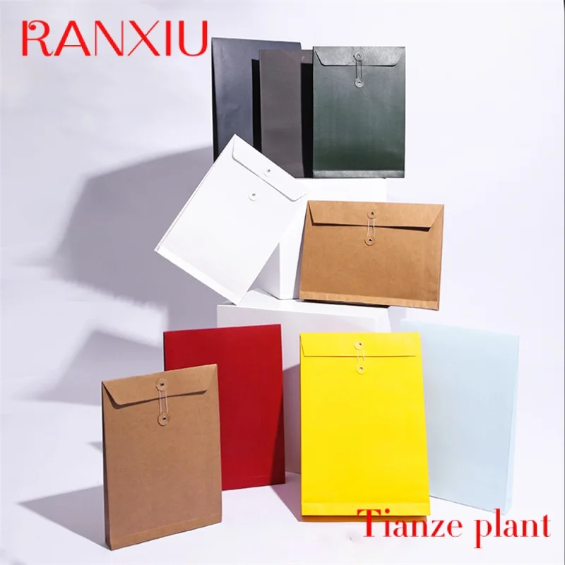 Custom Envelope File Folders Kraft Paper Bags Document Wallet Pockets Storage Pouch Organizer with String Fastener Closure
Custom Envelope File Folders Kraft Paper Bags Document Wallet Pockets Storage Pouch Organizer with String Fastener Closure