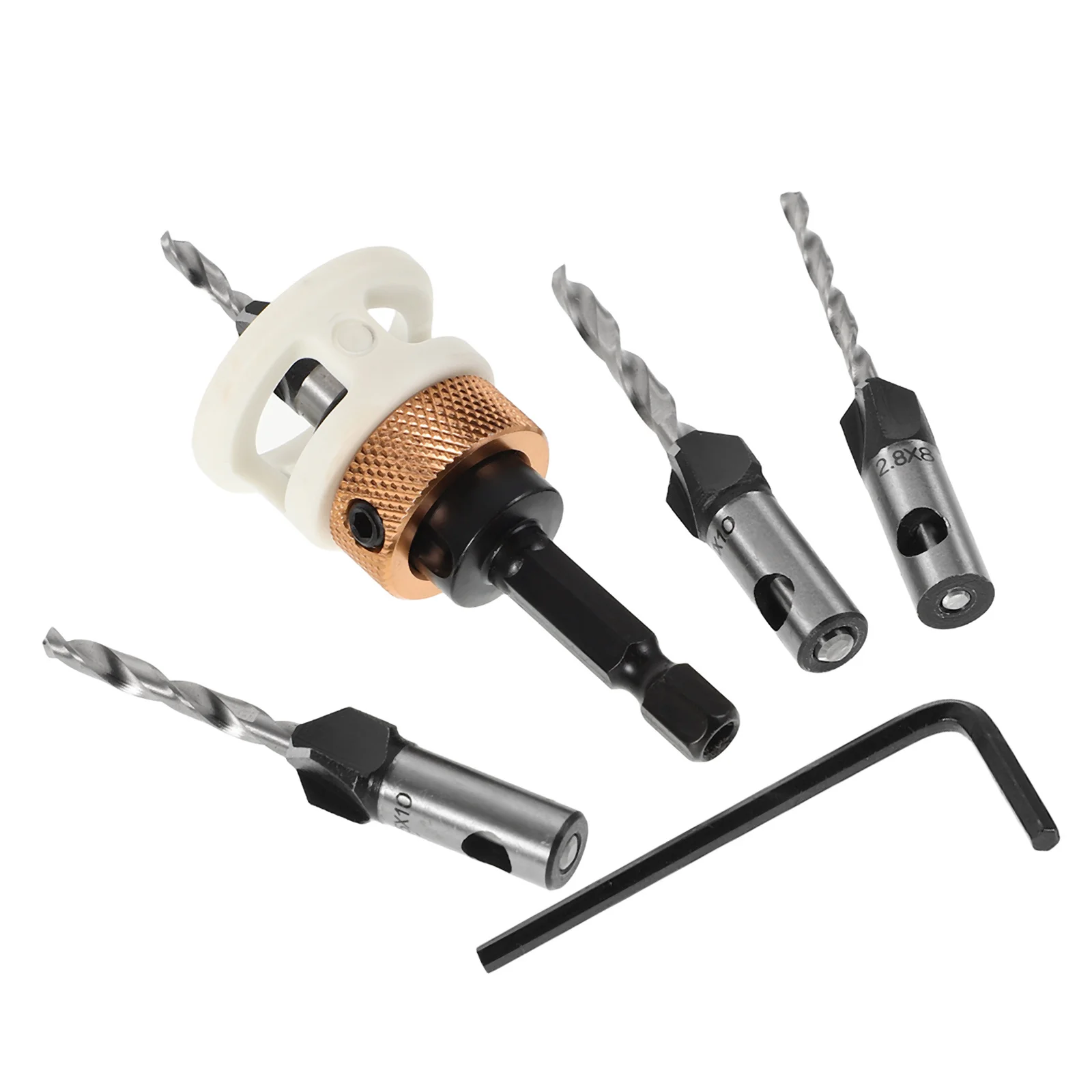 6Pcs Wood Countersink Drill Bit Set Four Flute Design with Adjustable Depth Stop for Clean Wood Carpentry Projects Drill Bits
6Pcs Wood Countersink Drill Bit Set Four Flute Design with Adjustable Depth Stop for Clean Wood Carpentry Projects Drill Bits