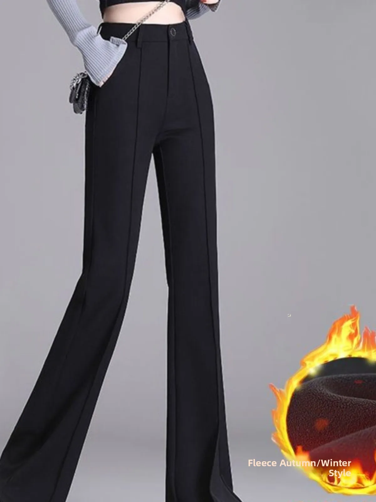 Thickened Fleece High Waist Slimming Stretchy Casual Suit Pants for Women Black Bell Bottoms Autumn Winter New Arrival
Thickened Fleece High Waist Slimming Stretchy Casual Suit Pants for Women Black Bell Bottoms Autumn Winter New Arrival