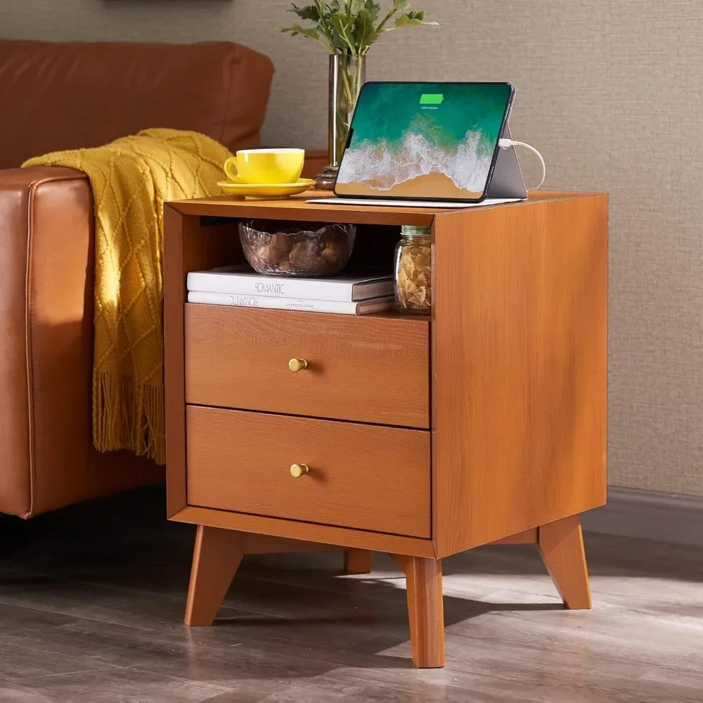 Nightstand with Charging Station, 18" Mid Century Modern Side Table, 2 Drawer Dresser, End Table w/Storage, Bedside Table
Nightstand with Charging Station, 18" Mid Century Modern Side Table, 2 Drawer Dresser, End Table w/Storage, Bedside Table