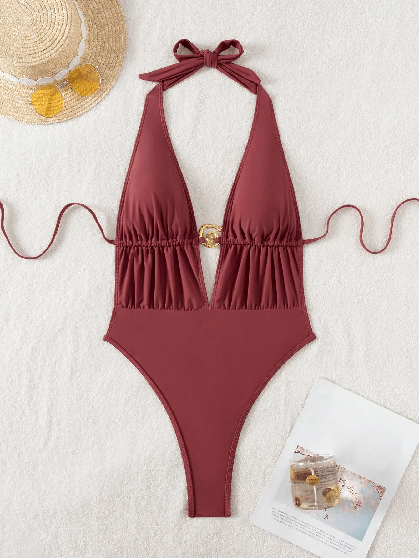 sexy wrinkled halter tie plain swimsuits one piece bikinis backless tie swimwear bodysuits women bathing suits beachwear biquini
sexy wrinkled halter tie plain swimsuits one piece bikinis backless tie swimwear bodysuits women bathing suits beachwear biquini