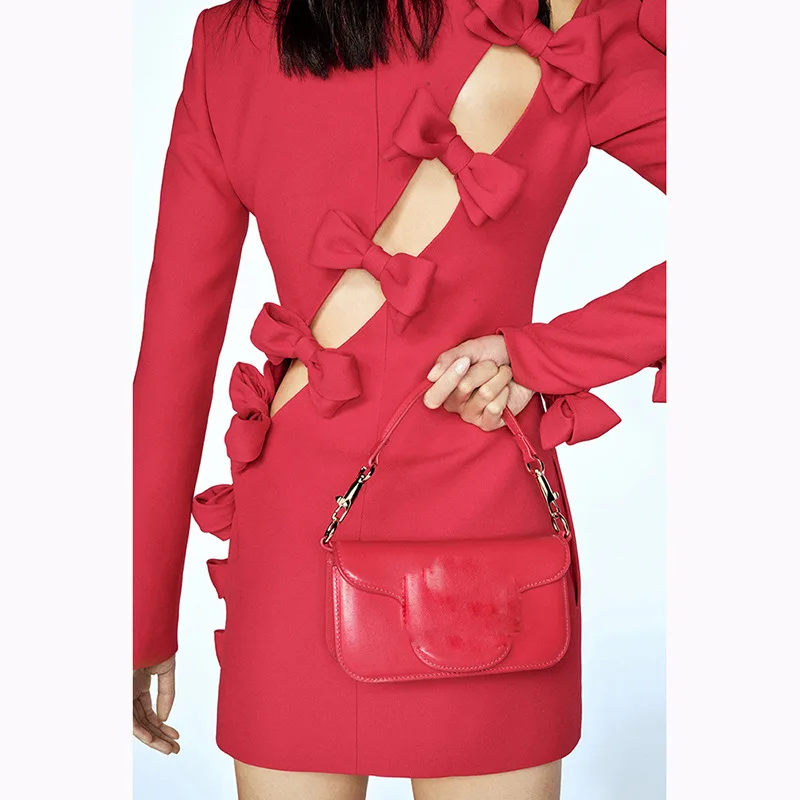 Early fall new star fashion light luxury personality asymmetrical hollow sexy bow high-grade dress little dress for women
Early fall new star fashion light luxury personality asymmetrical hollow sexy bow high-grade dress little dress for women