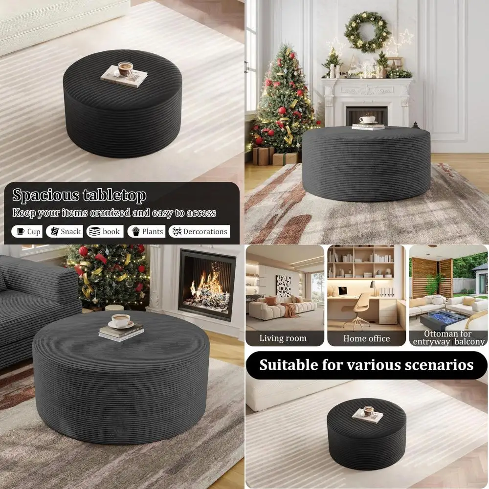 Oversized Round Ottoman with Foam Cushion, Suitable for Living Room and Small Spaces, Gray, 32
Oversized Round Ottoman with Foam Cushion, Suitable for Living Room and Small Spaces, Gray, 32
