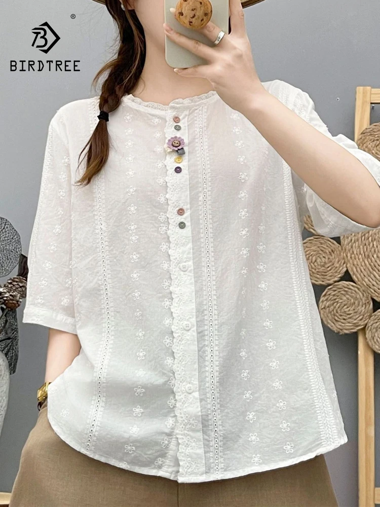 New 2026 Summer Women Cotton Half Sleeve Shirt, Ruffled Embroidery, Mori Girl French Preppy Style Sweet Loose Blouse T65555CC
New 2026 Summer Women Cotton Half Sleeve Shirt, Ruffled Embroidery, Mori Girl French Preppy Style Sweet Loose Blouse T65555CC