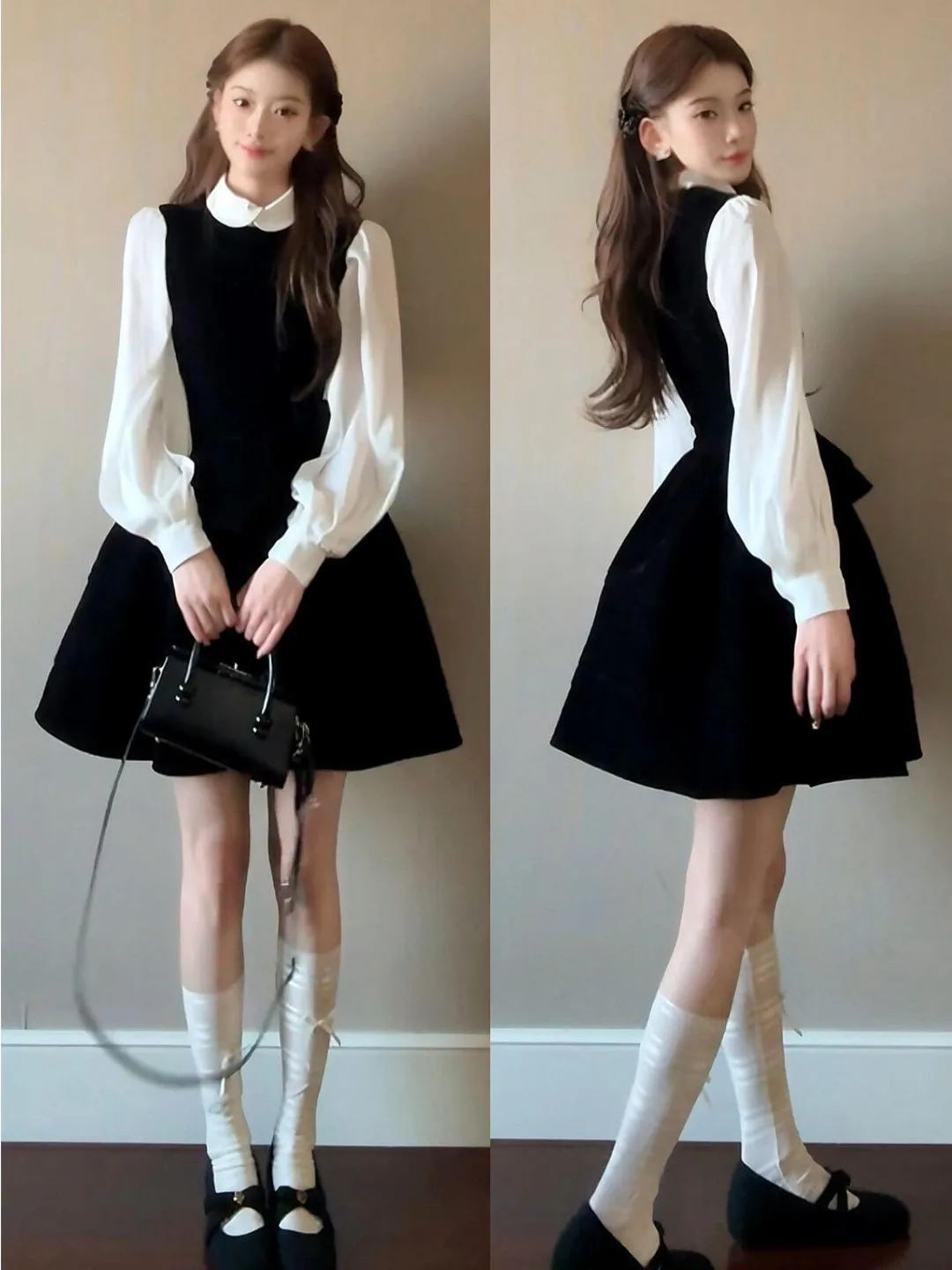 plus Size Retro Black Sleeveless Dress with White Shirt Casual Two-Piece Set Comfortable High Waist Spring Autumn Fashion for...
plus Size Retro Black Sleeveless Dress with White Shirt Casual Two-Piece Set Comfortable High Waist Spring Autumn Fashion for...