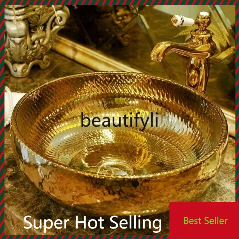 f156 Ceramic art basin, gold wash basin, bathroom wash basin, household 
f156 Ceramic art basin, gold wash basin, bathroom wash basin, household
