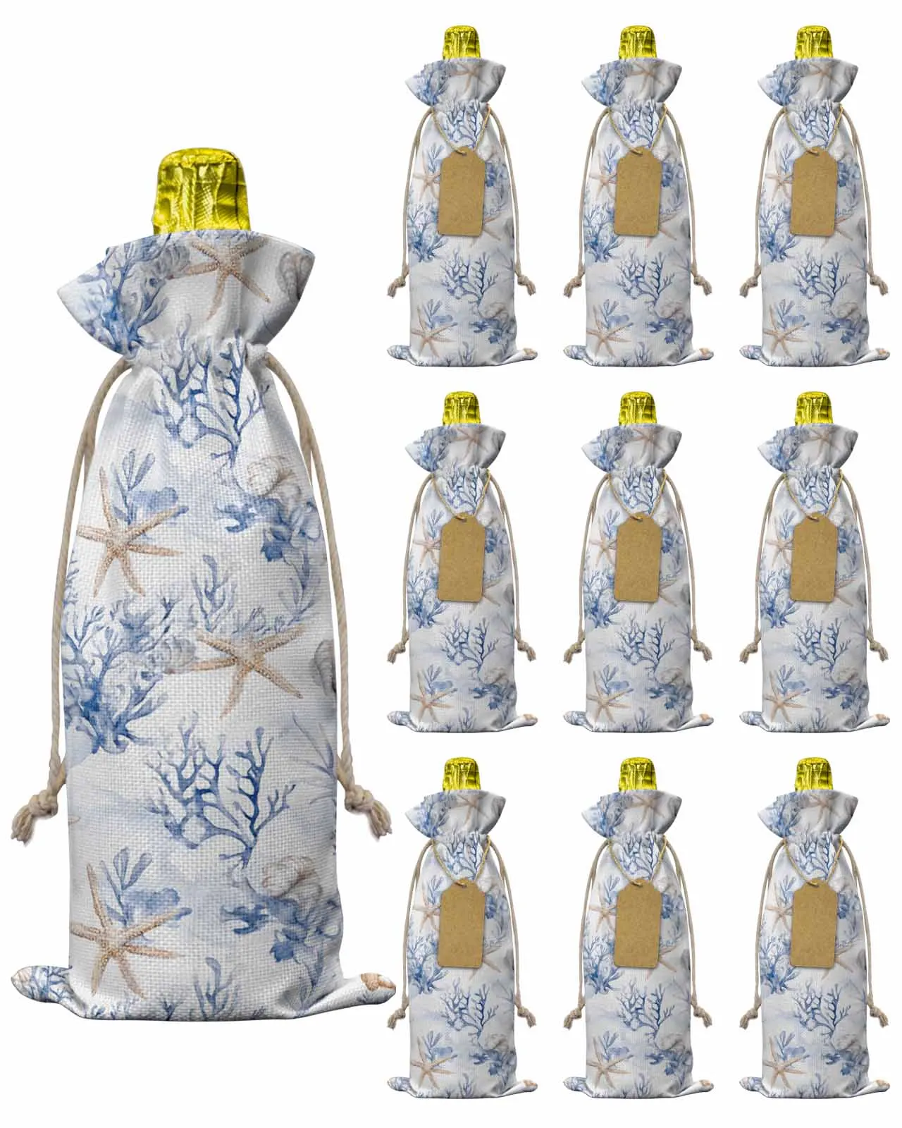 10pcs Wine Bottle Covers Modernism Starfish Coral Ocean Wine Holder Carrier Packaging Bag Wedding Party Decor Gift
10pcs Wine Bottle Covers Modernism Starfish Coral Ocean Wine Holder Carrier Packaging Bag Wedding Party Decor Gift